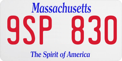 MA license plate 9SP830