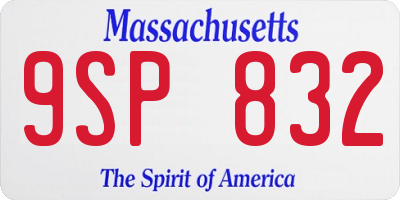 MA license plate 9SP832