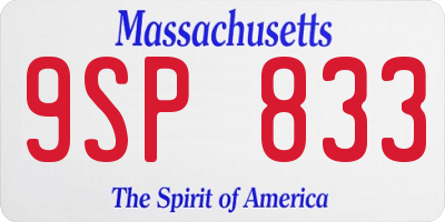 MA license plate 9SP833