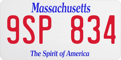 MA license plate 9SP834
