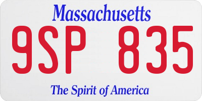 MA license plate 9SP835