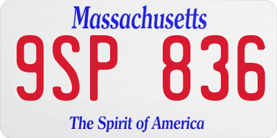 MA license plate 9SP836