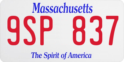 MA license plate 9SP837