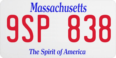 MA license plate 9SP838
