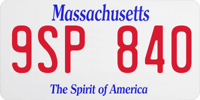 MA license plate 9SP840