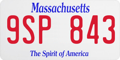 MA license plate 9SP843