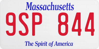 MA license plate 9SP844
