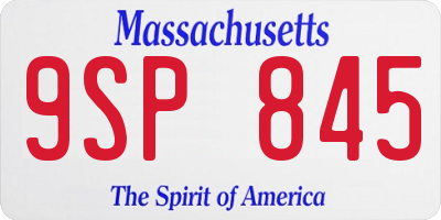 MA license plate 9SP845