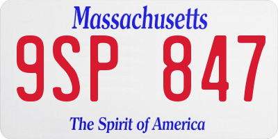 MA license plate 9SP847