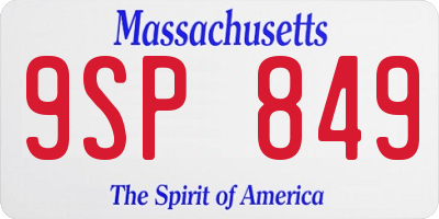 MA license plate 9SP849