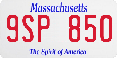 MA license plate 9SP850