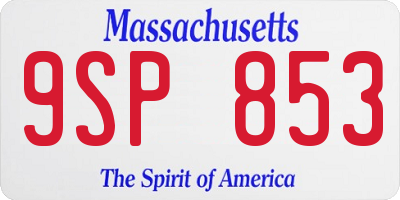 MA license plate 9SP853