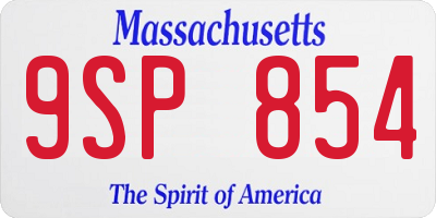 MA license plate 9SP854