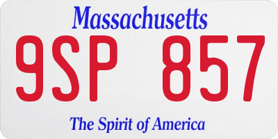 MA license plate 9SP857