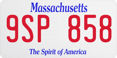 MA license plate 9SP858