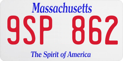 MA license plate 9SP862