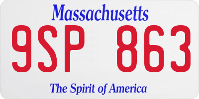 MA license plate 9SP863