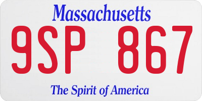 MA license plate 9SP867
