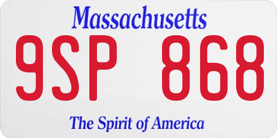 MA license plate 9SP868