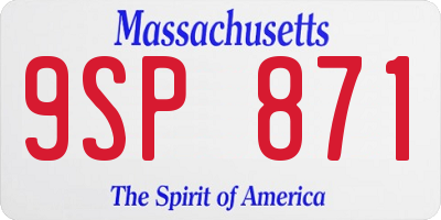 MA license plate 9SP871