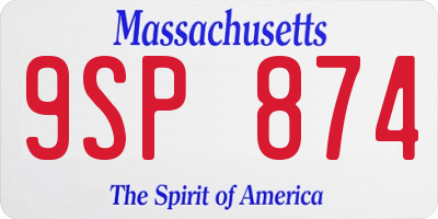 MA license plate 9SP874