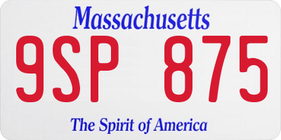 MA license plate 9SP875