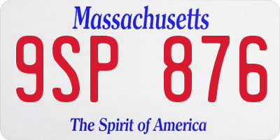 MA license plate 9SP876