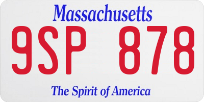 MA license plate 9SP878