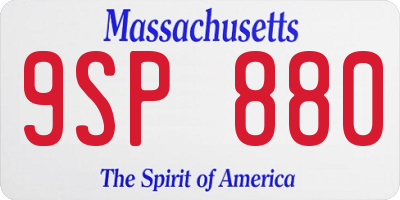MA license plate 9SP880