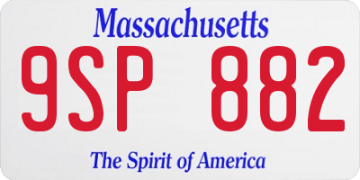 MA license plate 9SP882