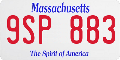 MA license plate 9SP883