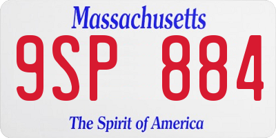 MA license plate 9SP884