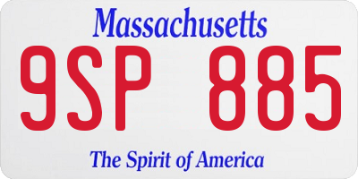 MA license plate 9SP885