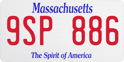 MA license plate 9SP886