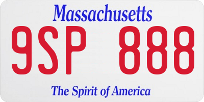 MA license plate 9SP888