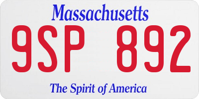 MA license plate 9SP892