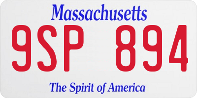 MA license plate 9SP894