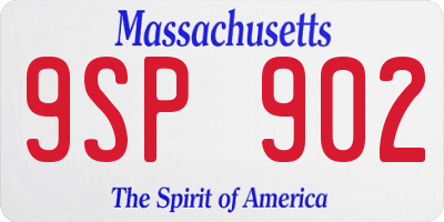 MA license plate 9SP902