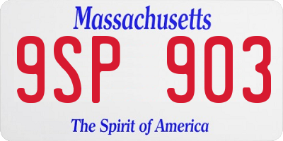 MA license plate 9SP903