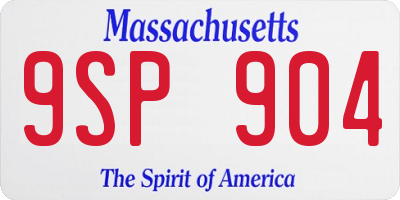 MA license plate 9SP904