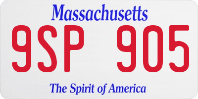 MA license plate 9SP905
