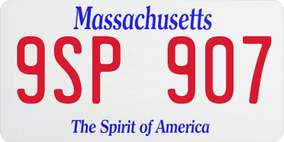 MA license plate 9SP907