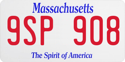 MA license plate 9SP908