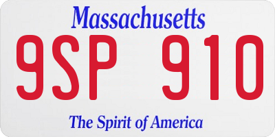 MA license plate 9SP910