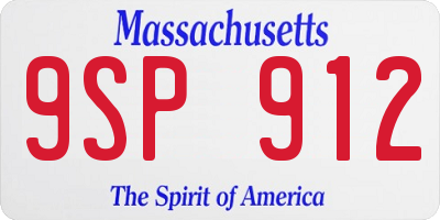 MA license plate 9SP912