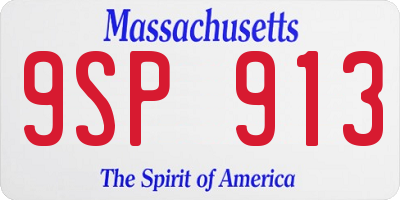 MA license plate 9SP913
