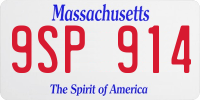 MA license plate 9SP914