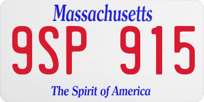 MA license plate 9SP915