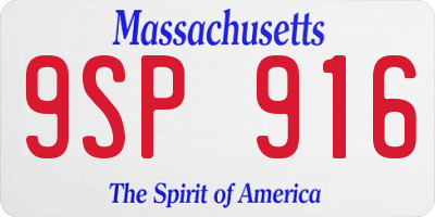 MA license plate 9SP916