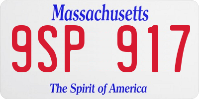 MA license plate 9SP917